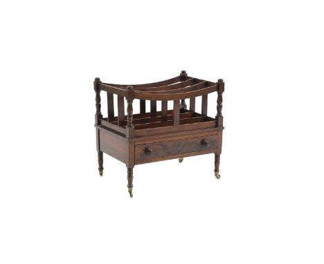 A mahogany canterbury,  20th century, with three divisions, and a single drawer 50.5cm wide together with a walnut cabinet,  