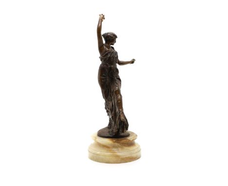 Gustave Dussart (French, 1875-1952) a patinated bronze of dancer, signed, on a stepped onyx plinth, 33cm highCondition Report