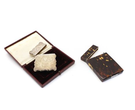 A cased silver and silver gilt cigarette case,  by Joseph Hawkins, Birmingham 1902, with repoussé foliate decoration, 10cm hi