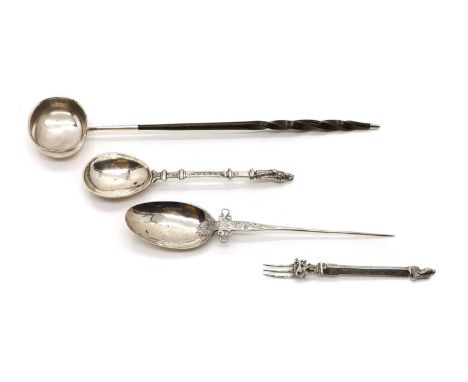 A Dutch silver apostle spoon 19th century, with Dutch marks and import marks: HG, London import 1890,19.7cm long together wit