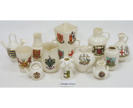 Large collection of crested china, predominately W.H. Goss and related books and price guides, including: miniature vases, cu