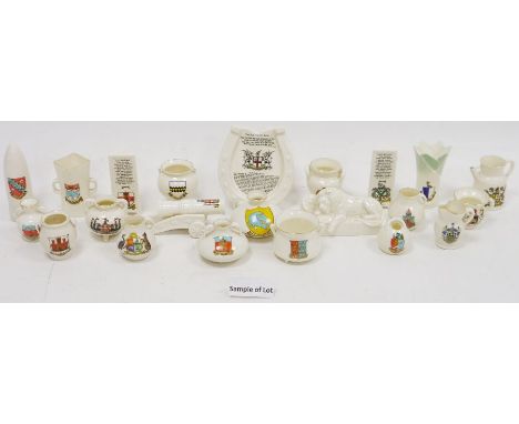 Large collection of crested china, predominately: W.H. Goss, including: miniature vases, cupd, tygs, plaques and other items 