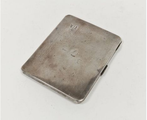 Art Deco engine-turned silver cigarette case, engraved with initials W.J.A., hallmarked Birmingham, 1939, maker's marks for W