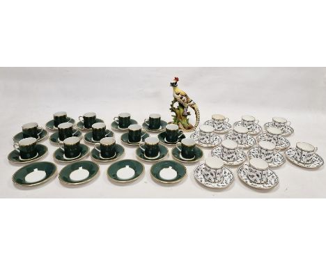 Hammersley & Co black and white bamboo pattern part coffee-service and a Simpsons Potters China style green and gilt part cof