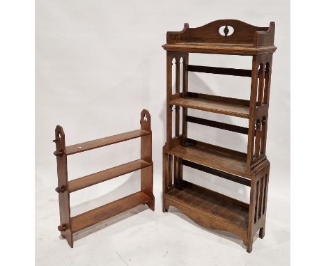Oak four-tier open bookcase&nbsp;and a small stained wood three-tier bookcase (2)&nbsp;Condition ReportThe larger bookcase ha
