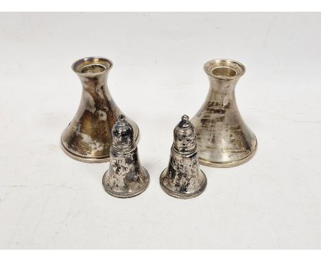 Pair of mid century white metal candlestick bases&nbsp;by Reed &amp; Barton, the bases stamped Sterling H41 weighted, 9cm hig
