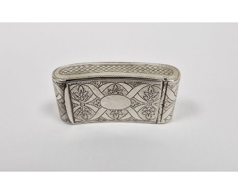 George III silver and parcel-gilt vinaigrette, rectangular and curved, ribband and foliate engraved, Birmingham 1808, Cocks &