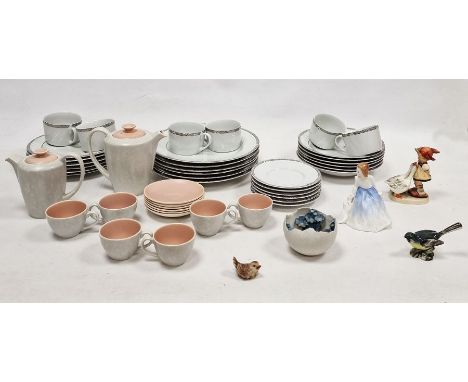 Mid-century Poole Pottery pink and grey ground part coffee-service, a Royal Doulton Platinum pattern part coffee-service, a B