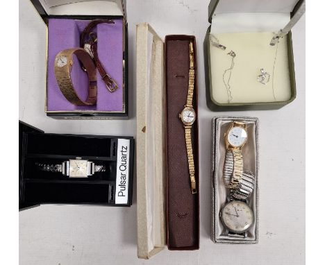 Vintage ladies 9ct gold cased Avia wristwatch, 17 jewel manual wind movement, together with a selection of other wristwatches