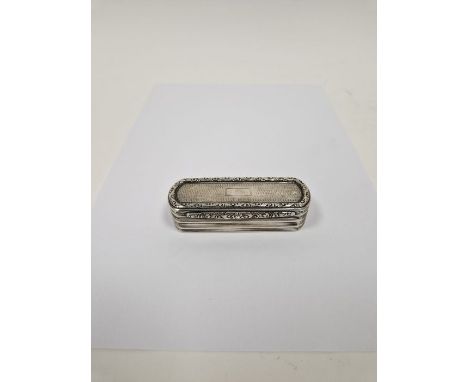 William IV silver and parcel-gilt snuffbox, rounded oblong and engine-turned with foliate scroll embossed borders, 9cm wide, 