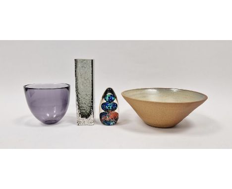 Whitefriars Nailhead pewter colourway square section vase designed by Geoffrey Baxter, an Orrefors amethyst tinted small bowl