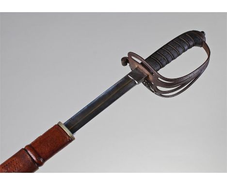 Infantry officers sword, 1827 pattern, the 83.5cm blade, with cypher to the hilt, shagreen grip and leather scabbard