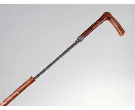 Victorian sword stick, with tapering square form blade 32cms. the whole 88cms