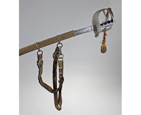 World War II Italian Officer's sword, by Lorenzotti of Brescia, the 74cm long blade, with basket hilt, etched steel blade, me