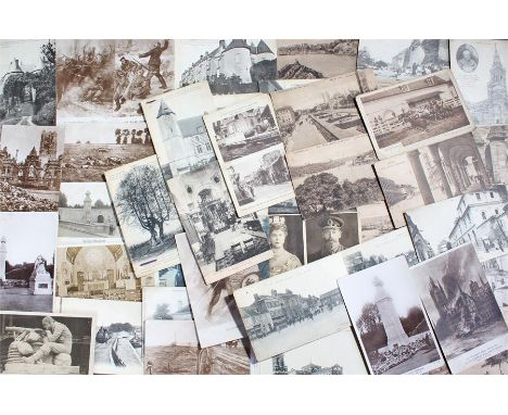 Collection of postcards, consisting of First War scenes, street scenes and memorial scenes, (qty)