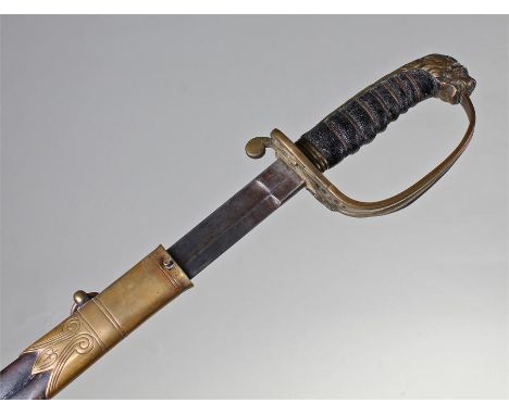 Naval officers sword, 1827 pattern, by Joliffe, Outfitters, the 78.5cm blade with gilt hilt and shagreen grip, brass and leat
