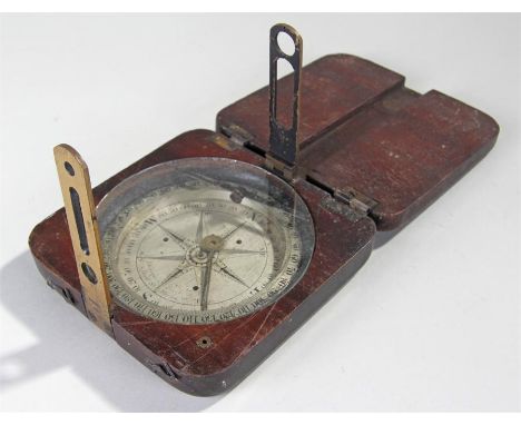 George III mahogany cased compass, by J Gregory, 5 Bull Street, Birmingham, the square hinged mahogany cased enclosing a silv