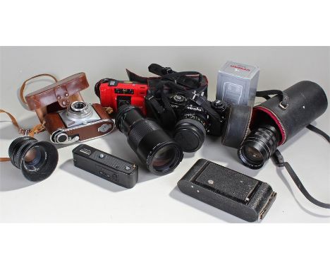Minolta camera, together with lenses, a Kodak, etc, (qty)