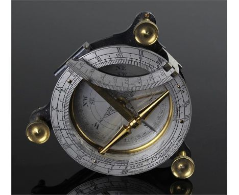 Late 19th Century sundial compass, makers J H Steward, 456, Strand, London, with 1½in. silvered compass dial signed, steel ha