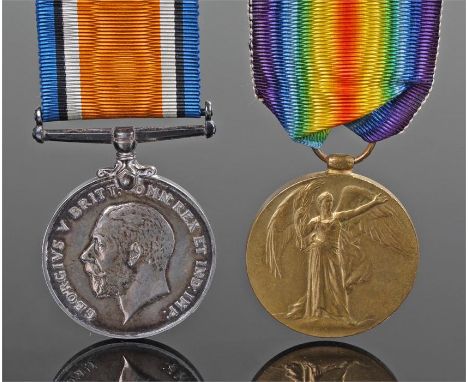 First War pair, War Medal and Victory Medal, awarded to 42024 PTE J.G. GWYER. LEIC.R.