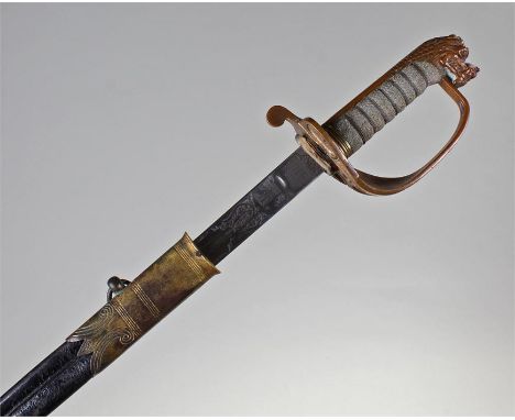 Naval officers sword, 1827 pattern, circa 1896, by Henry Wilkinson. number 33895, the 79.5cm blade with hilt and shagreen gri