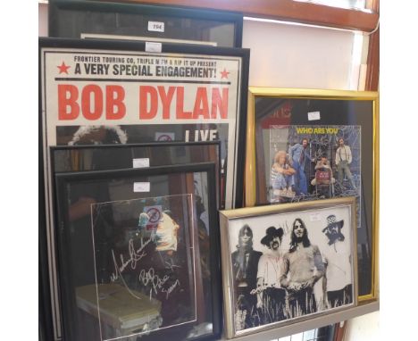 A collection of music memorabilia to include a signed photos of Michael Jackson, Pink Floyd, signed albums by the Who and Van