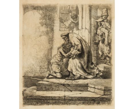 Rembrandt van Rijn (1606-1669) The Return of the Prodigal SonEtching with light plate tone, circa 1636, a very good impressio