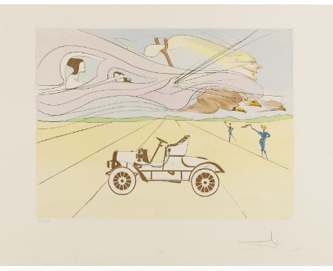 δ Salvador Dali (1904-1989)L'automobile (Field 75-8-B; M&amp;L 817a)Etching with pochoir in colours and gold embellishments, 