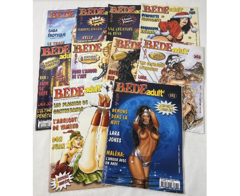 10 issues of Bede adult, French adult erotic art comic books from numbers 254 - 266. All in excellent condition. 