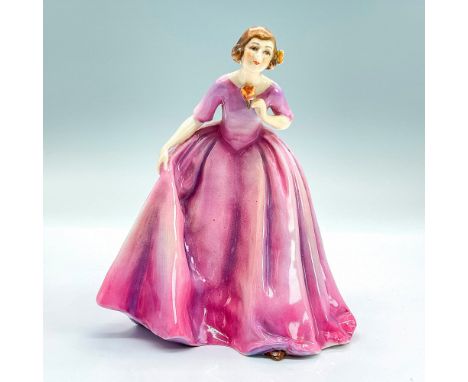 Glazed hand painted porcelain figurine. Violet and pink coloration. Royal Worcester backstamp. Issued: 1939Dimensions: 5"L x 
