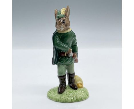 Green tunic, cloak, and cap, brown boots. From the Robin Hood Collection. Royal Doulton backstamp. Artist: M. AlcockIssued: 2