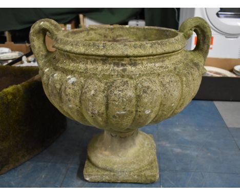 A Reconstituted Stone Garden Planter of Urn Form, 46cm high 