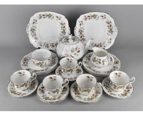 A Royal Adderley Beechwood Tea Set to Comprise Teapot, Five Cups, Seven Saucers, Two Cake Plates, Six Small Plates, Milk Jug 