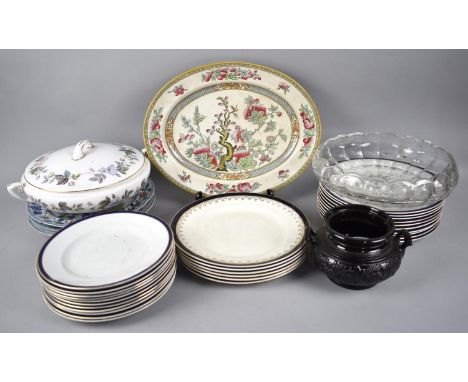 A Collection of Various Ceramic Plates, Royal Worcester June Garland Tureen, Indian Tree Ironstone Meat Plate Etc 