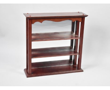 A Modern Mahogany Effect Wall Hanging Shelf Display with Mirrored Back, 41cms Wide 