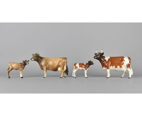 Two Beswick Cows and Calf to Comprise Ayrshire Cow Ch. "Ickham Bessie", in Gloss, Model no. 1350, Ayrshire Calf, no. 1249 (AF