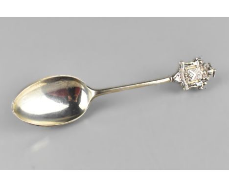 A Late Victorian Silver Spoon by Hawksworth, Eyre and Co Ltd with Finial Having Heraldic Motto 'Join Loyalty and Liberty' For