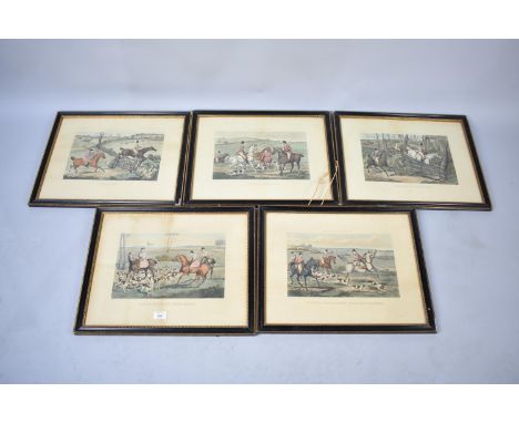 A Collection of Five Hogarth Framed Sporting Prints After Alken, Hunting Incidents Series, Each Frame 52x41cms 