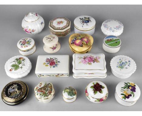 A Collection of Various Lidded Boxes to Include Examples by Royal Albert, Aynsley, Villeroy &amp; Boch, Wedgwood, Royal Worce