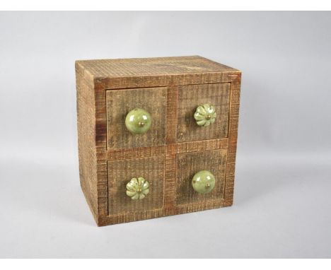 A Modern Four Drawer Spice Chest with Ceramic Handles, 25cms Cube 
