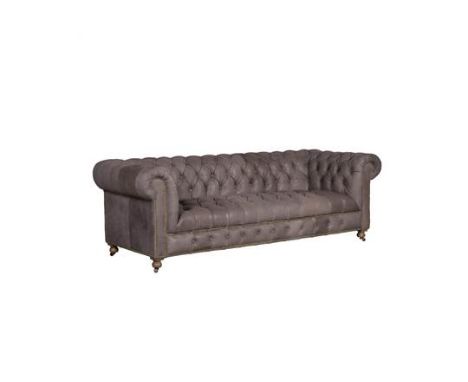 Serpentine Bensington Sofa 3 Seater Linen Ivory 240 X 102 X 77cm  A Fully Buttoned-Up Chesterfield-Style Sofa With Elegant Co