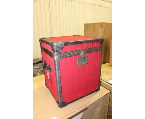 BARON TRUNK RED JACQUARD &amp; BLACK LINING 63 X 58 X 70cm RRP £980