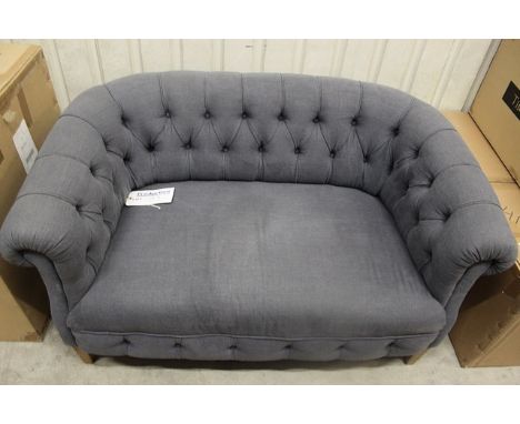 Grace Tufted Tub Sofa 2 Seater Gloss Grey &amp; Weathered Oak RRP £1600