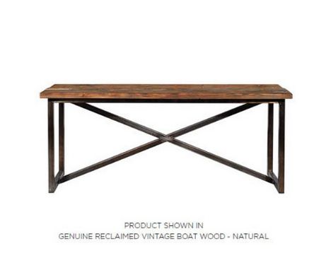 Axel Console Table Natural Genuine Reclaimed Vintage Boat Wood Natural 183 X 60 X 76cm The Axel Range Crosses Old World Indus