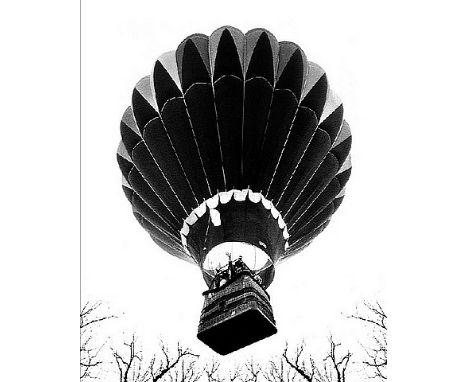 { Option of lots:  6315, 6315A, 6315B } } Vintage Moleskin Hot Air Balloon Art - Artwork (100x82) Black Wood