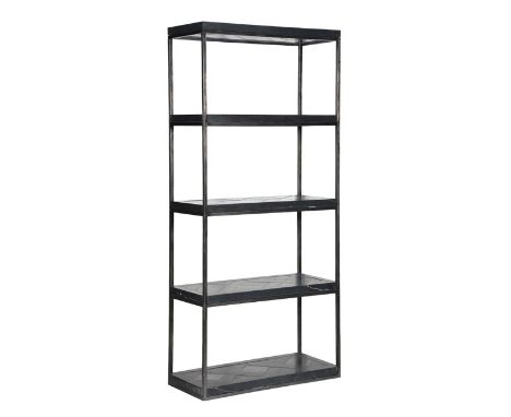 Versailles Single Bookcase Black Marble  Honed & Iron 90 X 40 X 200cm Fresh Pieces Of European Oak Are Cut To Size And Precis