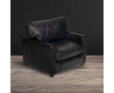 Viscount William Sofa Single Seater Black Leather  101 X 101 X 88cm The Viscount William Is The True Classic Leather Sofa, Lo