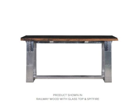 Tracks Console With Tempered Glass Top 183 X 50 X 91cm  Using Reclaimed Railway Sleepers, Our Selective Tracks Range Highligh
