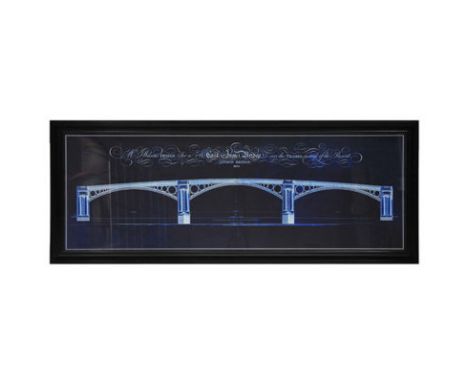 Architectural London Bridge Blueprint Small Art Black Wood 119.2 X 3 X 46.8cm Rrp £790