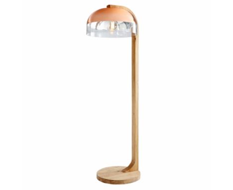 L252 Cocoon Floor Lamp Pu And Nibbed Oak & Copper 60 X 55 X 190cm  RRP  £1295